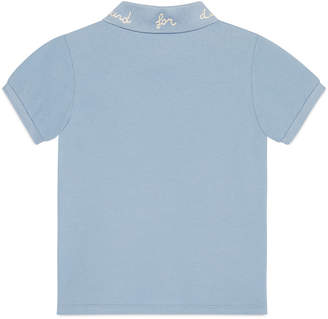 Gucci Cotton Stretch Pique Polo w/ Embroidered Collar, Size 4-12
