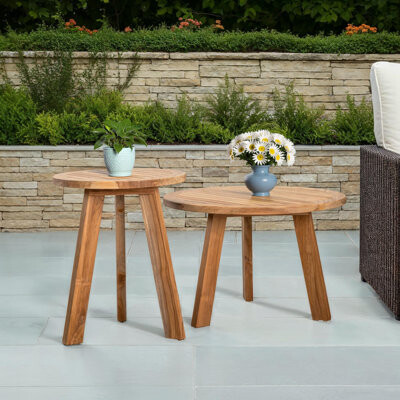 Beachcrest Home Oak Park 2 Piece Nesting Tables