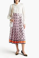 Thumbnail for your product : Valentino Wrap-effect Pleated Printed Silk-faille Midi Skirt