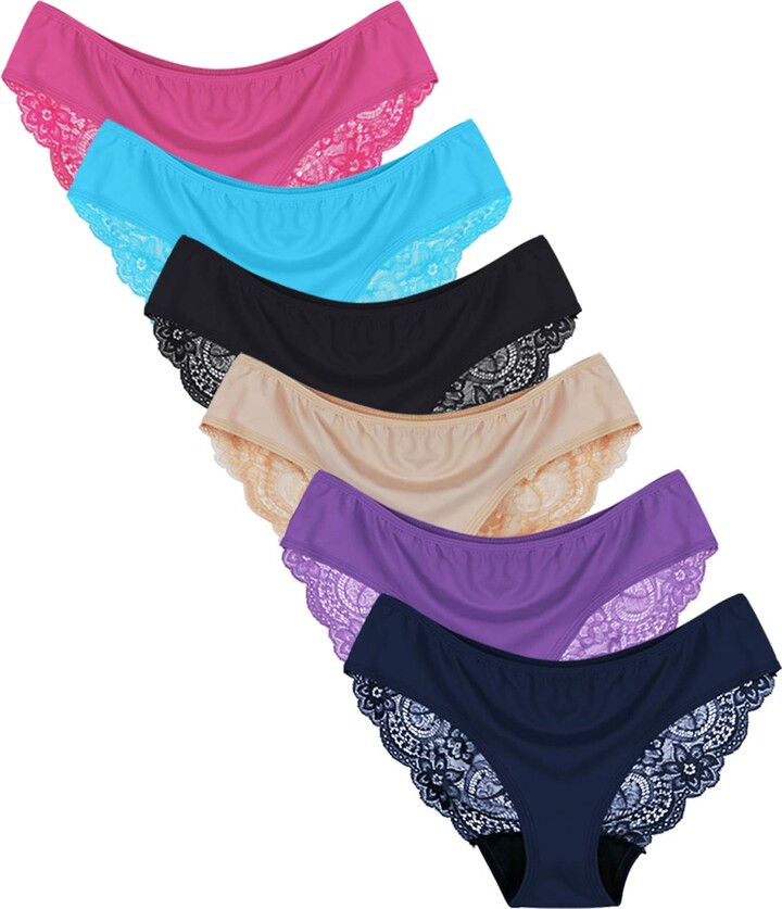 Sunm Boutique 6 Pack Womens Underwear Invisible Seamless Bikini Lace