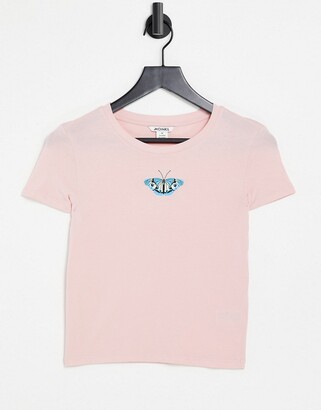 Monki Molly organic cotton butterfly print 90's t-shirt in pink