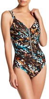 Thumbnail for your product : Miraclesuit Miracle Suit Java Print Front Zip One-Piece Swimsuit