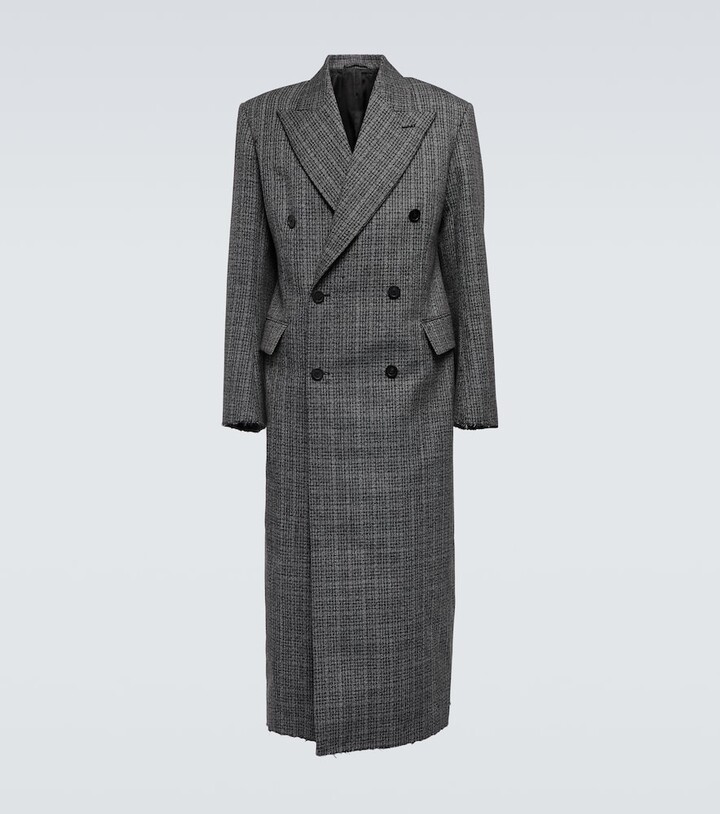Balenciaga Raw Cut double-breasted wool coat - ShopStyle
