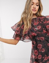 Thumbnail for your product : Topshop organza floral mini dress in floral print