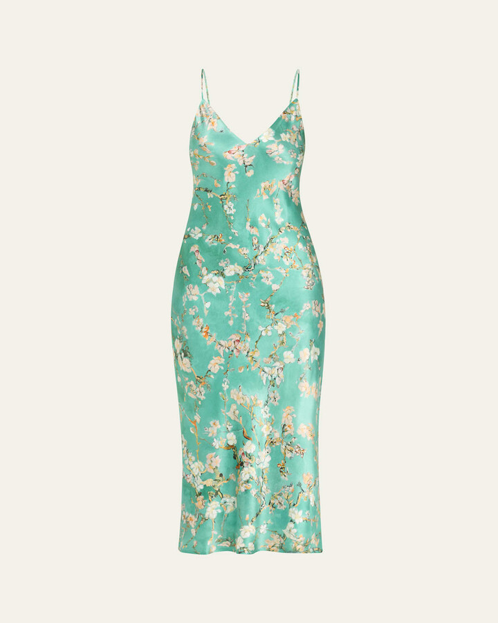L'Agence Cherry Blossom Seridie Mid-Length Slip Dress