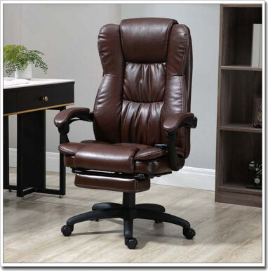 Ebern Designs High Back Massage Office Chair With 6-Point Vibration,5 Modes,Executive Chair,PU Leather Swivel Chair With Reclining Back,And Retractable Footrest,Bro