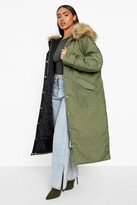 Thumbnail for your product : boohoo Faux Fur Hood Longline Parka Coat