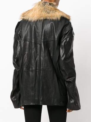 Faith Connexion faux fur trim leather jacket