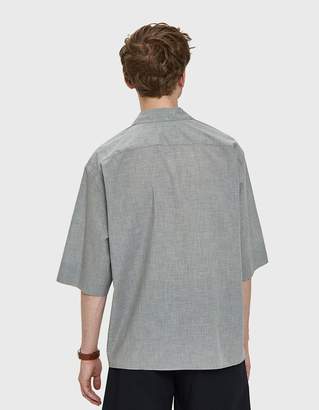 Lemaire Convertible Collar Shirt in Grey Marl