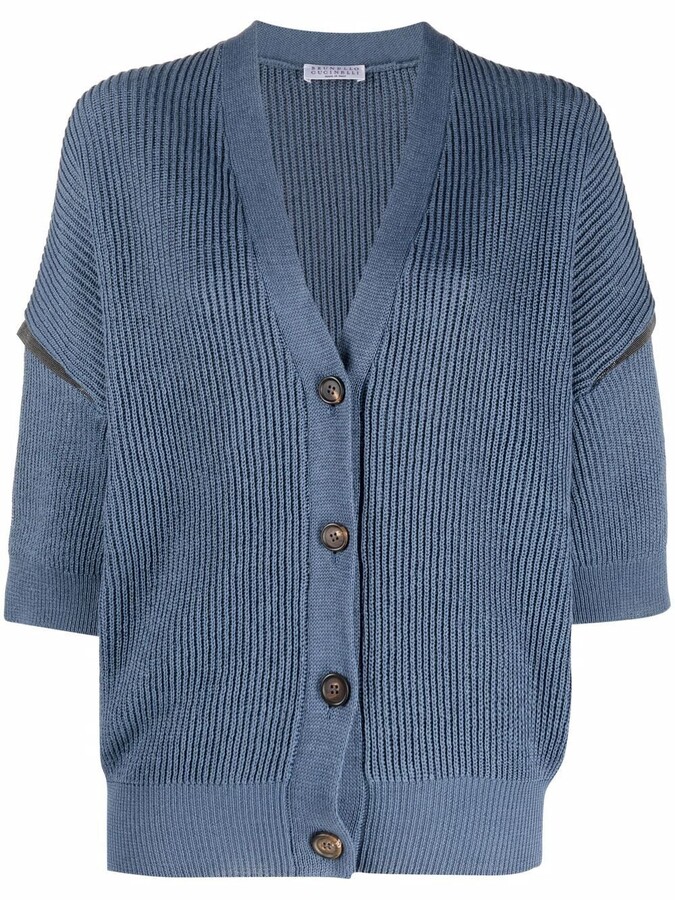 Short Sleeve Blue Cardigan Sweater | Shop the world's largest 
