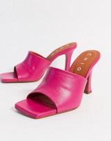 Thumbnail for your product : CHIO heeled leather mules with square toe in fuchsia leather