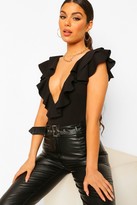 Thumbnail for your product : boohoo Crepe Ruffle Detail Bodysuit