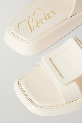 Roger Vivier Vivier Patent-leather Slides - Cream