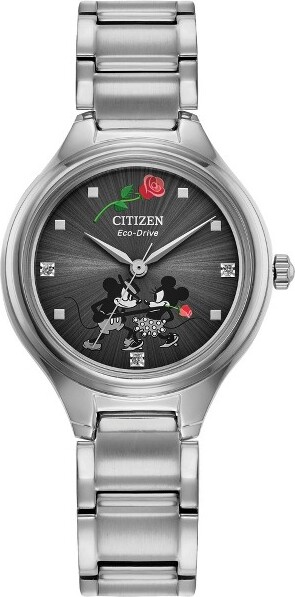 Citizen CitizenLadiesEco-DriveMickeyandMinnieTangoWatchSilver-ToneStainlessSteelGrayDial