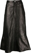A-line leather midi skirt 