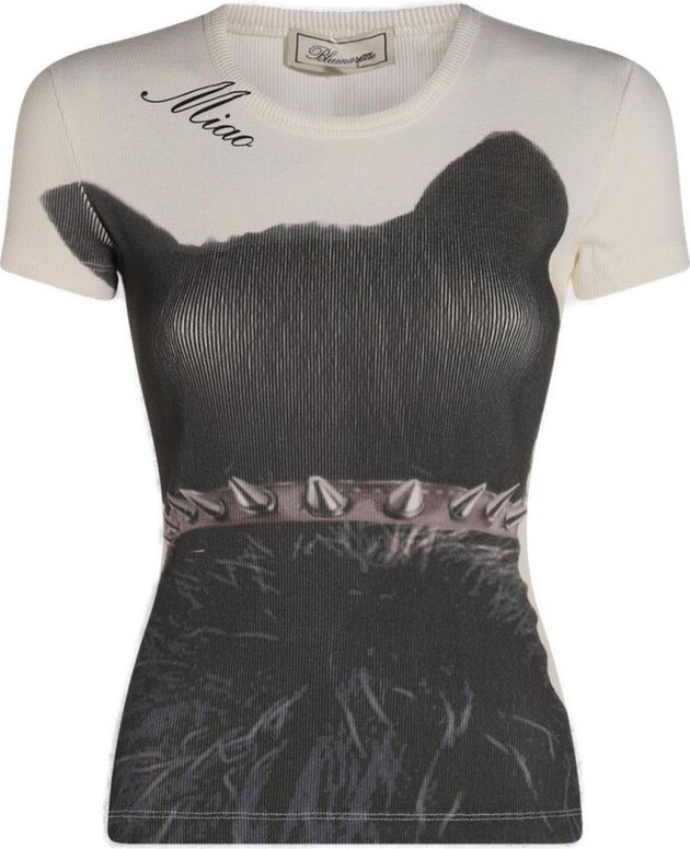 Blumarine Short Sleeved Printed Knitted Top