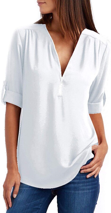 White chiffon blouse uk Clearance