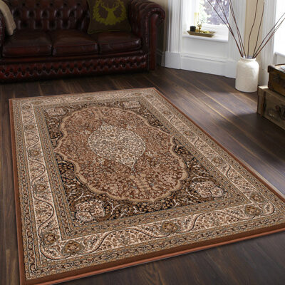 Belk High-End Ultra Dense Floral Art Deco Brown Area Rug