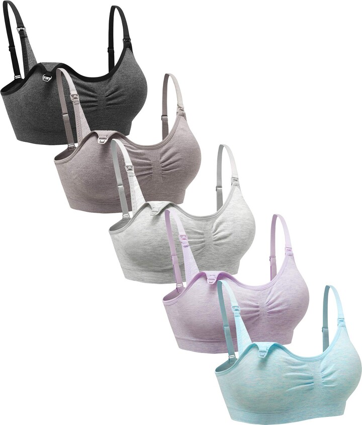 GXXGE 5Pack Womens Seamless Clip Down Maternity and Nursing Bra Push Up Sleeping  Bralette for Breastfeeding Underwear Black Beige White Grey Pink Small at   Women's Clothing store