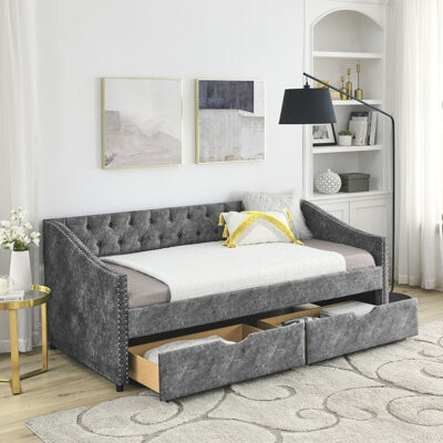 Ebern Designs Upholstered Daybed With Drawers For Bedroom