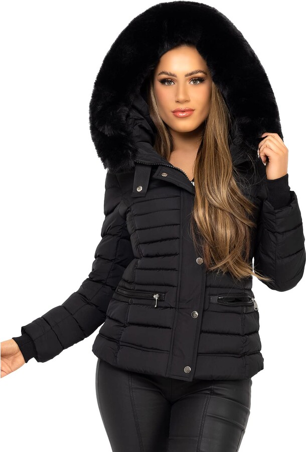 Lexi Fashion Womens Ladies Quilted Puffer Bubble Padded Chunky Faux Fur