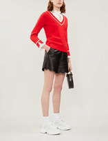 Thumbnail for your product : Claudie Pierlot Makyh chiffon frilled-cuff stretch-knit jumper