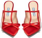 Thumbnail for your product : Prada Sculpted-heel Satin Mules - Red