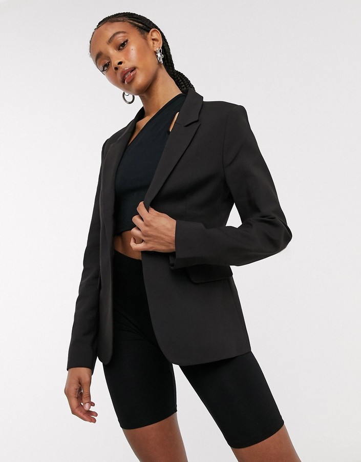 Selected single breasted fitted blazer in black - ShopStyle