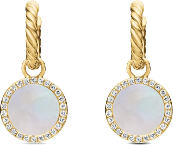 David Yurman 18kt yellow gold Petite DY Elements diamond drop earrings (22.6mm)