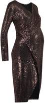 Thumbnail for your product : boohoo Maternity Wrap Front Shimmer Midi Dress