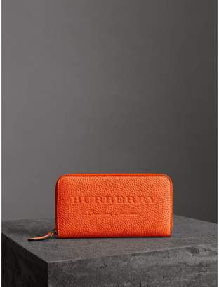 Burberry Embossed Leather Ziparound Wallet