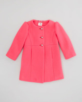 Thumbnail for your product : Milly Minis Tweed Puff-Sleeve Coat, Coral, Sizes 8-10