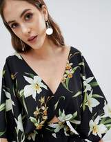 Thumbnail for your product : ASOS Tall Design Tall Jumpsuit With Kimono Sleeve And Peg Leg In Lily Print