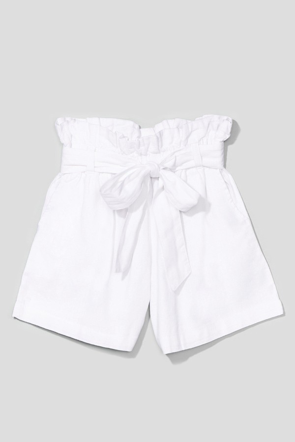 high waisted white linen shorts