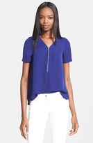 Thumbnail for your product : The Kooples Front Zip Silk Georgette Blouse