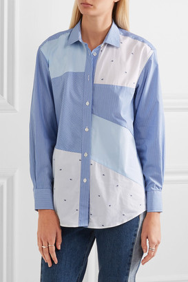 Paul & Joe Patchwork Striped Cotton Shirt - Blue