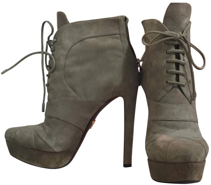 green suede ankle boots