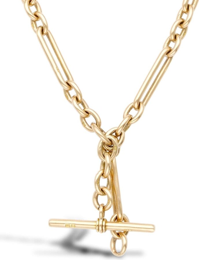 Pragnell Vintage 18kt yellow gold Trombone Link Double Albert chain