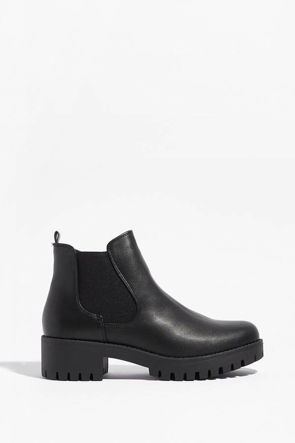 Nasty Gal Womens Chunky Faux Leather Chelsea Boots Black