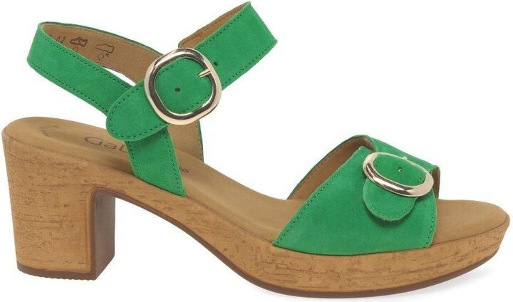 Green Suede Karen Millen Block Heel Sandals Green Block Heel