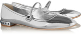 Thumbnail for your product : Miu Miu Crystal-embellished mirrored-leather flats