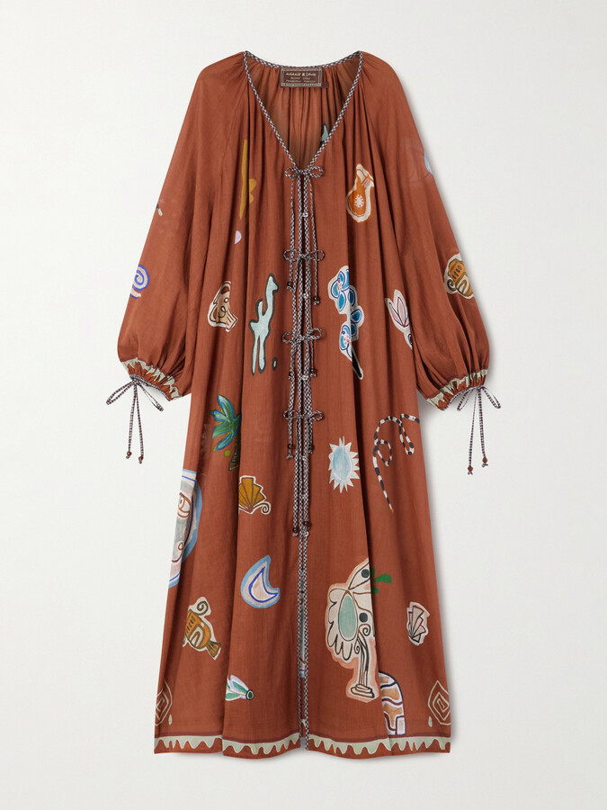 ALÉMAIS ALÉMAIS - + Lrnce Printed Ramie And Cotton-blend Midi Dress - Red