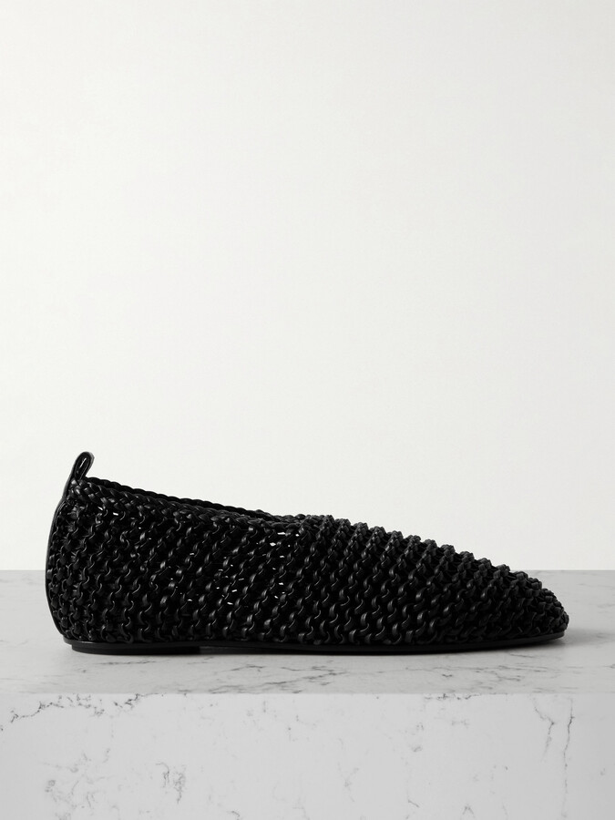Totême Woven Leather Ballet Flats - Black