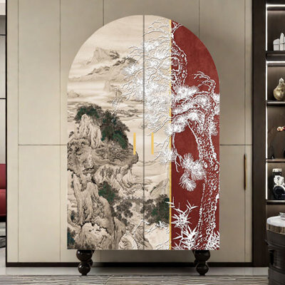 Liu's ink furniture Arched Double Door Bedroom Wardrobe Cabinet