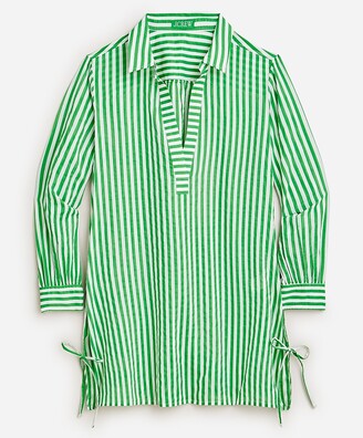 J.Crew Cotton voile tunic cover-up with side ties in stripe