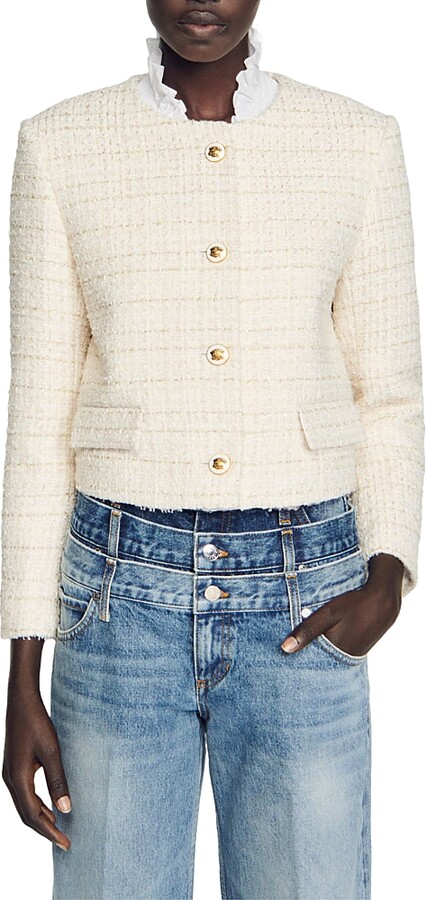 Sandro Zally Cropped Tweed Jacket ShopStyle