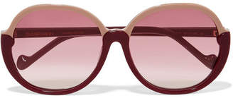 Zimmermann Joliette Round-frame Two-tone Acetate Sunglasses - Burgundy