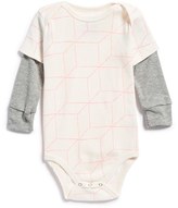 Thumbnail for your product : NUNUNU Grid Print Layered Sleeve Bodysuit (Baby Girls)