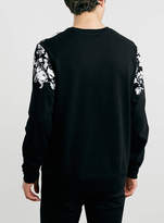 Thumbnail for your product : Topman Black Floral Printed Neck Sweatshirt