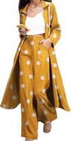Thumbnail for your product : ZANZEA Women 3 Pieces Elegant Plus Size Outfit Formal Polka Dot Print Office Pant Suit Long Jacket Outfits Polka Dot Yellow 4XL